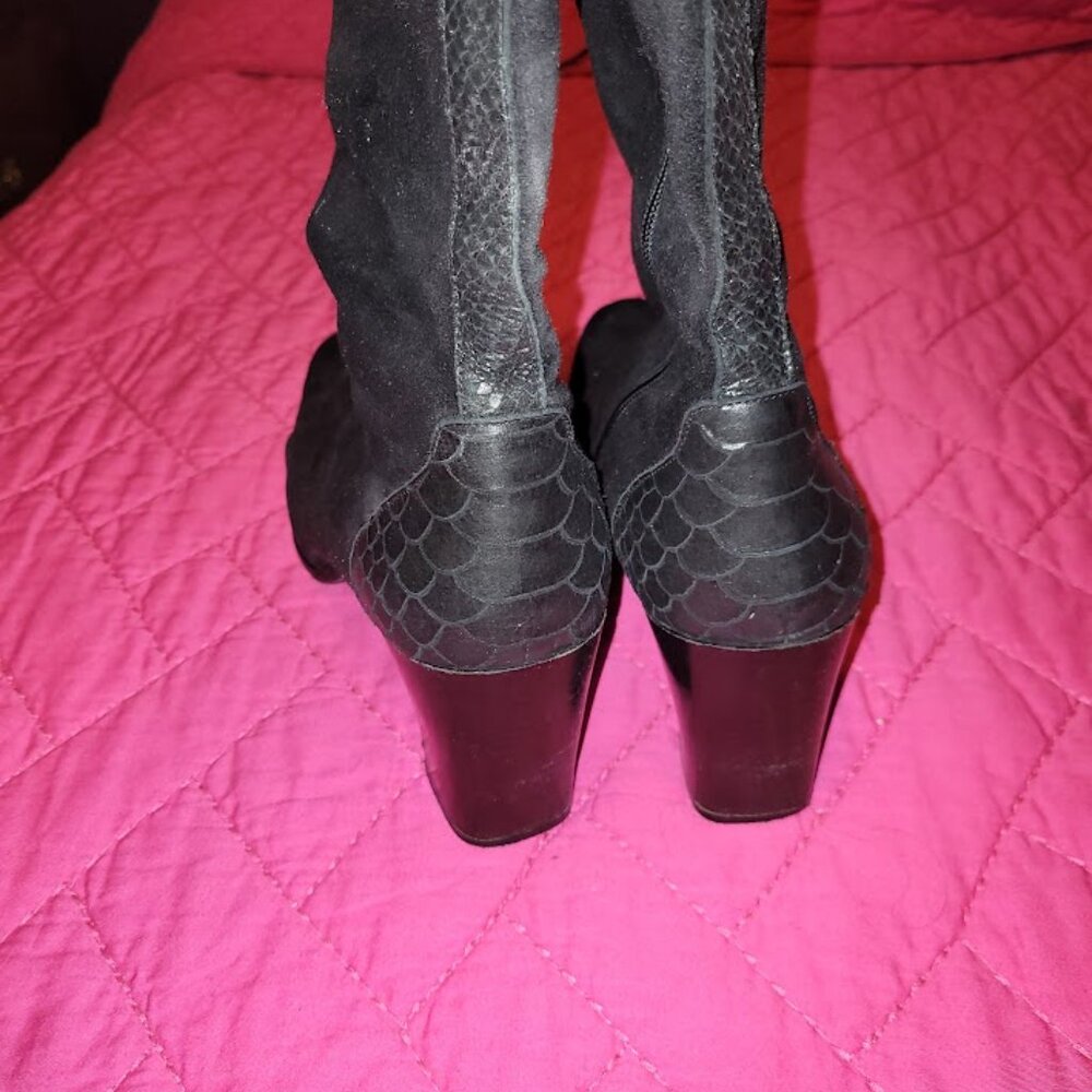 Donald J Pliner Black Suede & Python Knee-High Boots | 11M - Picture 2 of 7